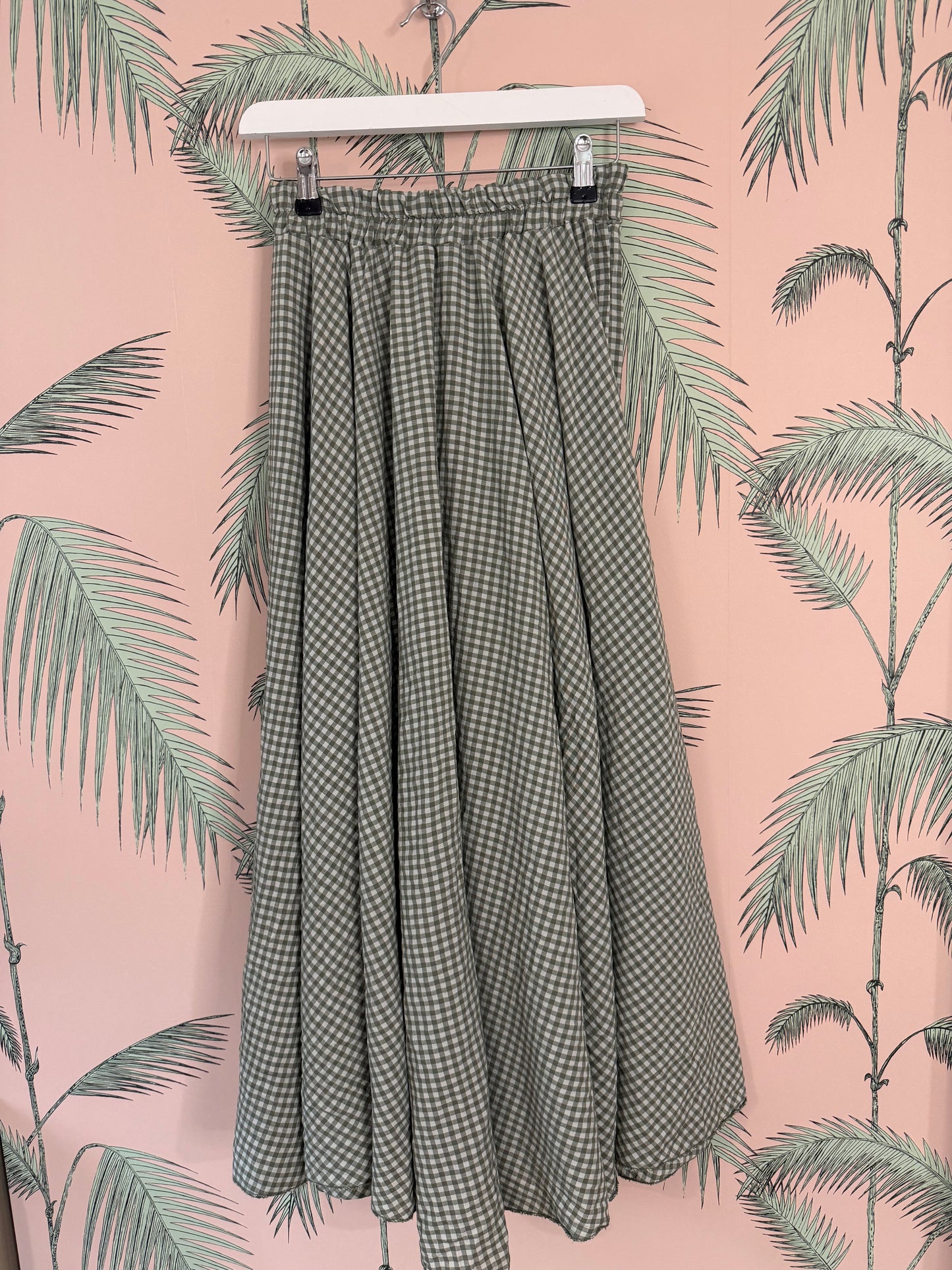 Check Gingham Midi Skirt