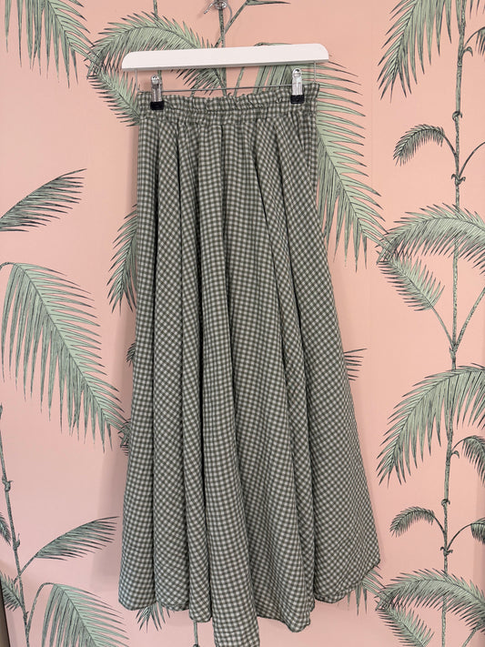 Check Gingham Midi Skirt